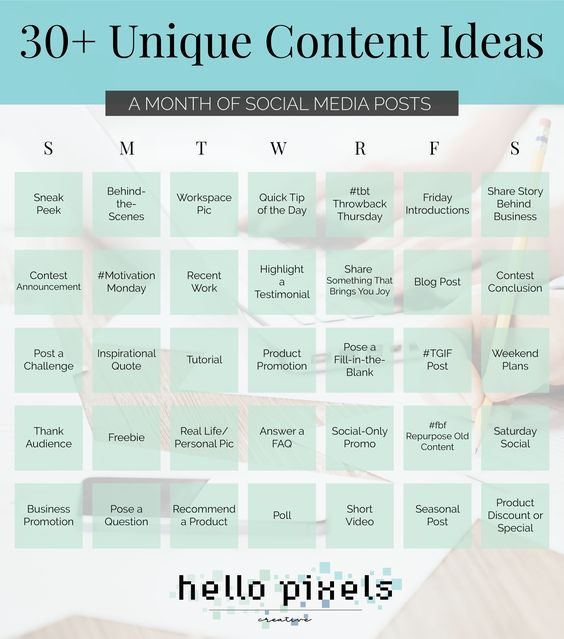 Content calendar