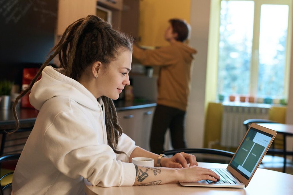 Woman working at home